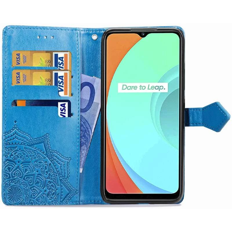 Шкіряний чохол-книжка Art Case з візитницею для Realme C11 – Синій. Фото 3 з 5