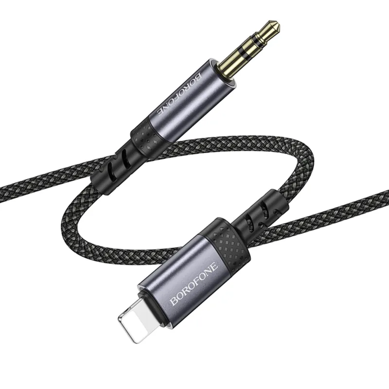 Аудіо кабель Aux Borofone BL24 Graceful (Lightning to AUX 3.5mm) (1m) – Metal grey. Фото 5 з 7