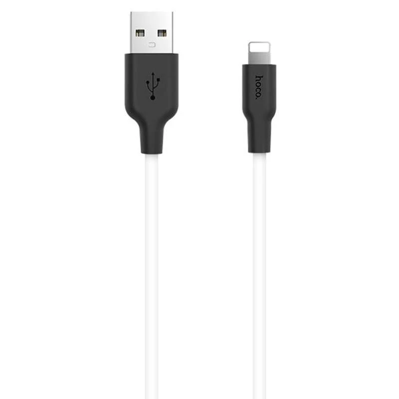 Дата кабель Hoco X21 Plus Silicone Lightning Cable (1m) – black_white. Фото 2 з 5