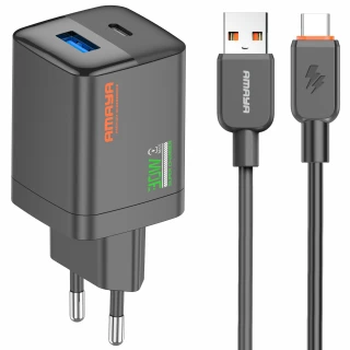 МЗП Amaya E81S PD30W+QC3.0 (1USB-A/1C) + кабель USB to Type-C фото 1 з 1