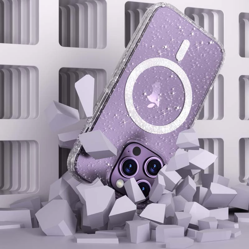 Чохол з блискітками та MagSafe на Apple iPhone 12 Pro Max (6.7") – Clear+Glitter. Фото 3 з 4