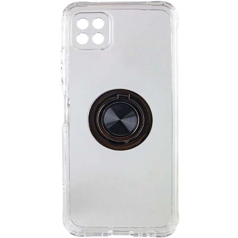 TPU+PC чехол с металлическим кольцом-держателем для Samsung Galaxy A22 5G – Черный. Фото 4 из 8