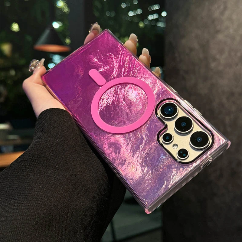 Силиконовый чехол Shiny Mountain (MagFit) для Samsung Galaxy S26 Ultra – Pink. Фото 3 из 4