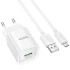 МЗП Hoco C145A Charm QC3.0 18W (1USB-A) + кабель USB to MicroUSB – White. Фото 3 з 6