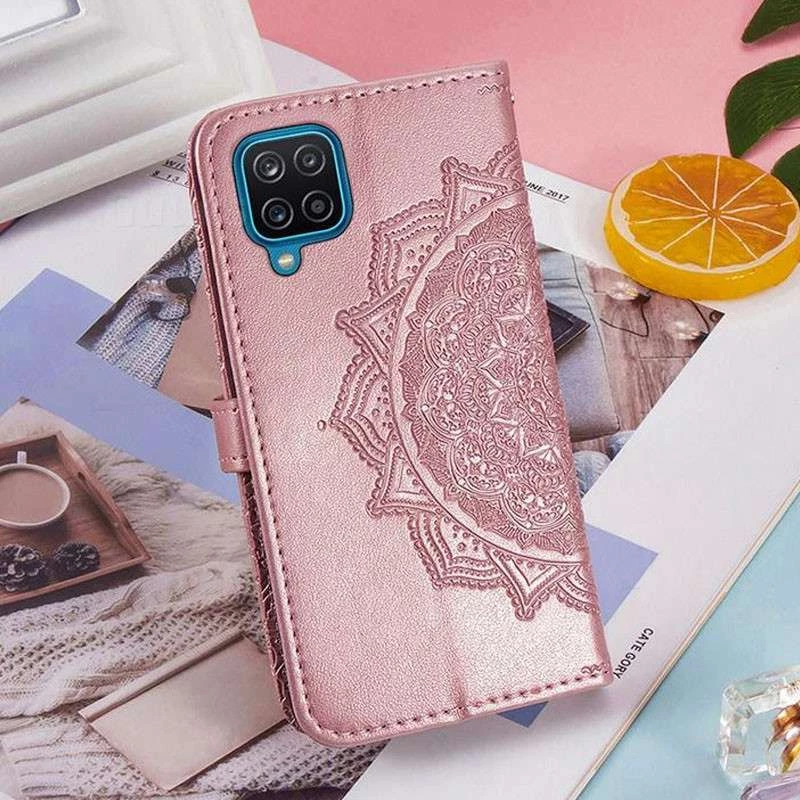 Шкіряний чохол-книжка Art Case з візитницею для Samsung Galaxy A12 – Рожевий. Фото 5 з 6