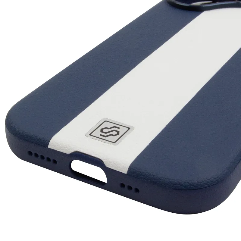 Кожаный чехол Rally with MagSafe для Apple iPhone 17 (6.3") – Blue / White. Фото 6 из 6