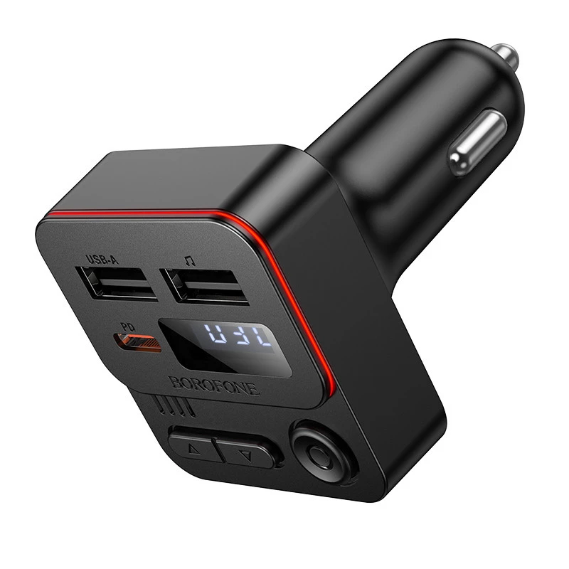 АЗП FM модулятор Borofone BC60 Hero 35W (2USB-A/1C) – Black. Фото 3 з 8