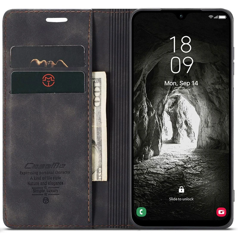 Кожаный чехол-книжка CaseMe Velvet Nubuck для Samsung Galaxy A56 5G – Black. Фото 3 из 4
