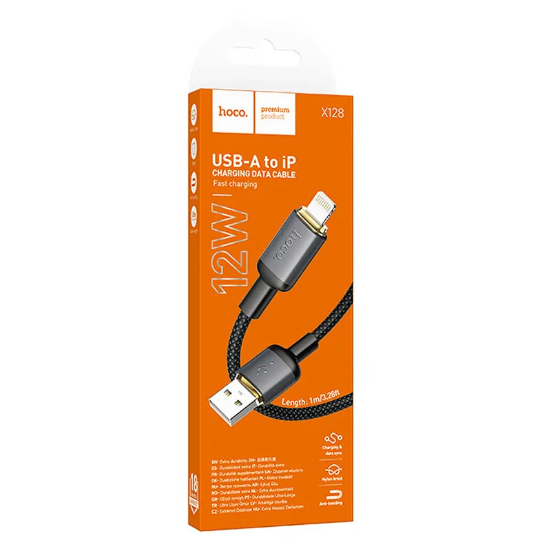 Дата кабель Hoco X128 Benefit USB to Lightning 12W (1m) – Black. Фото 2 з 5