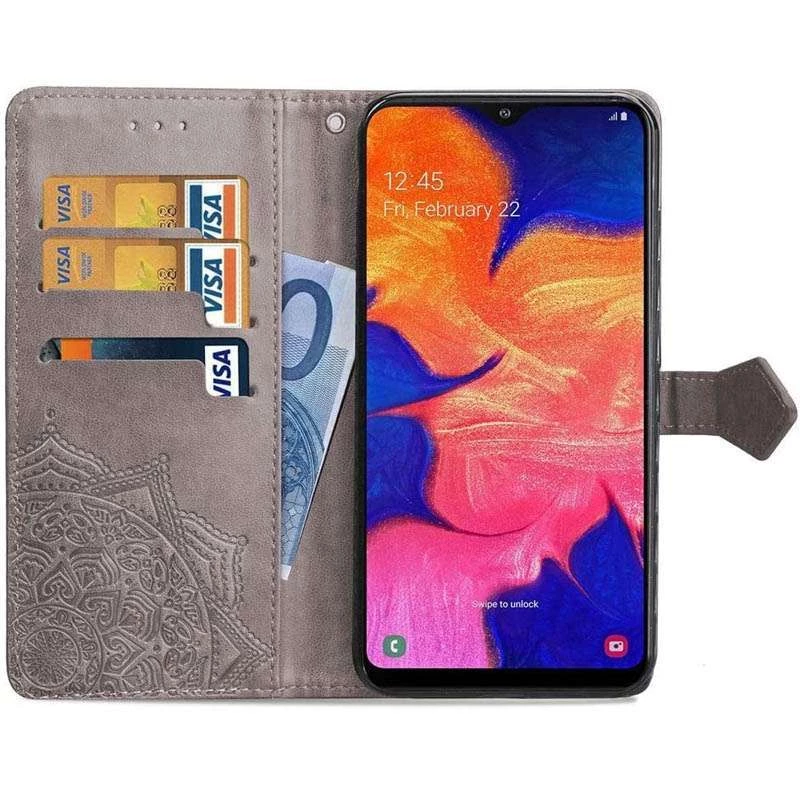 Кожаный чехол-книжка Art Case с визитницей для Samsung Galaxy A10 (A105F) – Серый. Фото 3 из 5