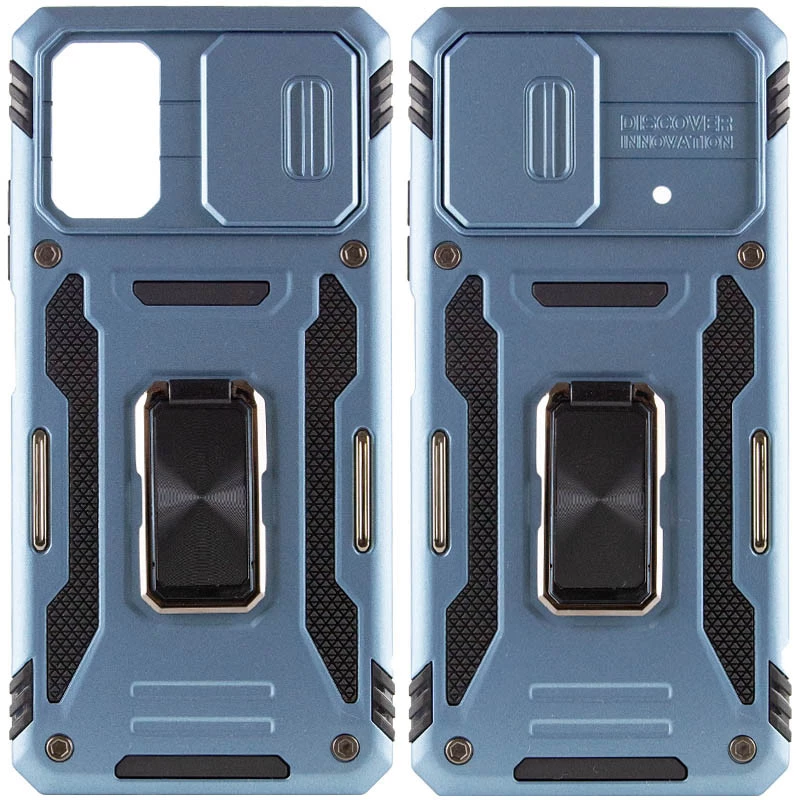 

Ударопрочный чехол Square Ring c шторкой на камеру для Xiaomi Poco X5 5G (Голубой / Light Blue), Блакитний / light blue