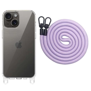 Прозорий силіконовий чохол з ремінцем на Apple iPhone 15 (6.1") фото 1 з 10