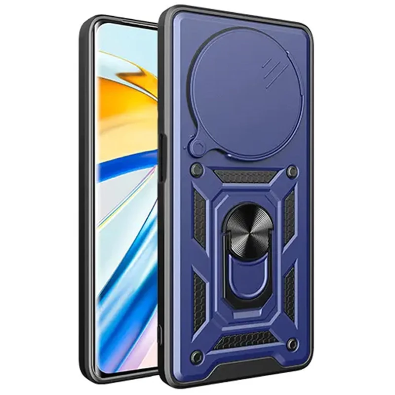 Ударопрочный чехол Ummi Camshield Serge Ring (in box) для Xiaomi Poco M7 – Синий. Фото 2 из 2