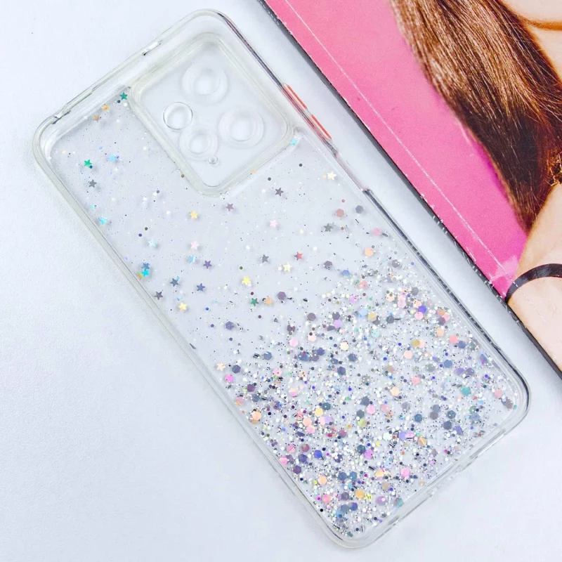 Чохол з блискітками та захистом камери на Xiaomi Redmi Note 12 4G – Прозорий. Фото 6 з 9