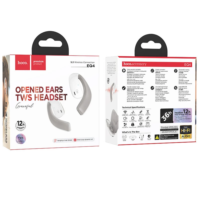 Бездротові TWS навушники Hoco EQ4 Graceful – White. Фото 3 з 3