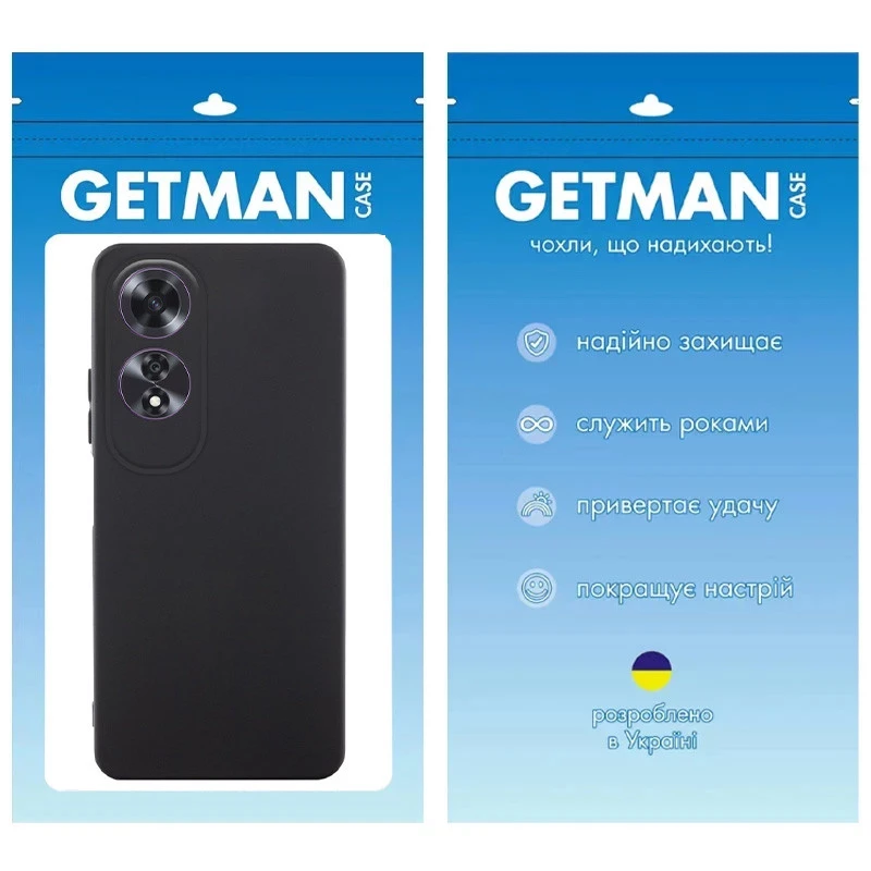 Кольоровий силіконовий чохол GETMAN із закритою камерою для Oppo A60 – Чорний / Black. Фото 2 з 2