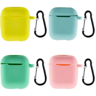 Силиконовый футляр New с карабином для наушников Airpods 1/2 фото 1 Силиконовый футляр New с карабином для наушников Airpods 1/2 фото 1 из 2