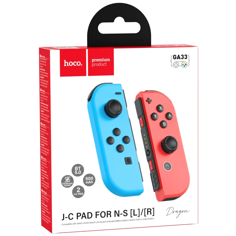 Беспроводной контроллер Hoco GA33 Dragon for Nintendo Switch (500mAh) – Red Blue. Фото 2 из 6