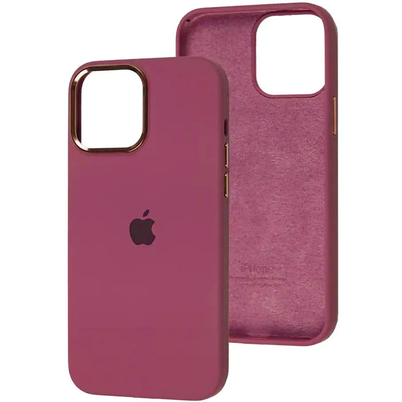 

Чехол Silicone Case с металлическими кнопками для Apple iPhone 14 Pro Max (6.7") (Бордовый / Plum), Бордовий / plum