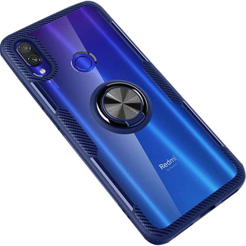 

Чохол Deen CrystalRing з магнітним кільцем на Xiaomi Redmi Note 7 / Note 7 Pro / Note 7s (Безбарвний / Синій)