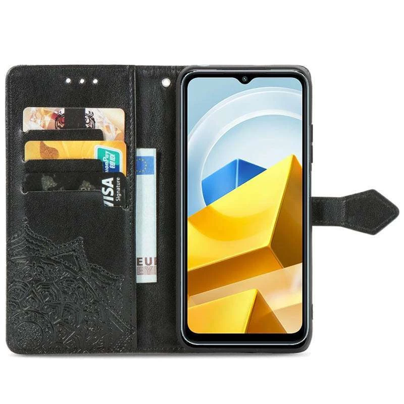 Шкіряний чохол-книжка Art Case з візитницею для Xiaomi Poco M5 – Чорний. Фото 2 з 3