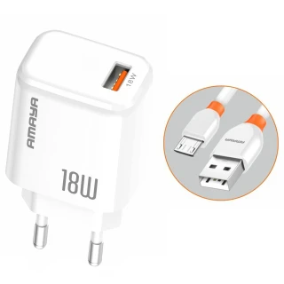 МЗП Amaya E56 QC3.0 18W (1USB-A) + кабель USB to MicroUSB фото 1 з 2