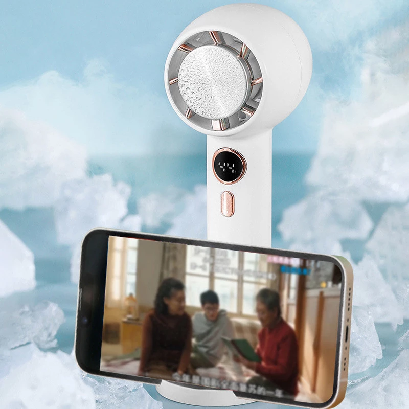 Портативний вентилятор YL007 with Display з підставкою для телефону 2000mAh – White. Фото 3 з 7