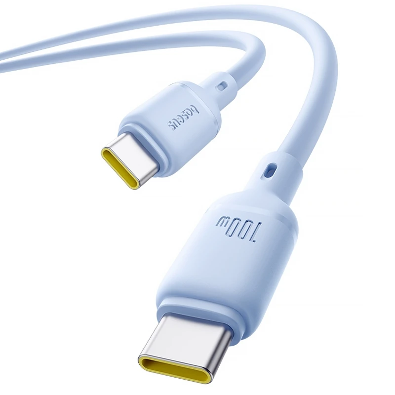 Дата кабель Baseus Silky Series OS Fast Charging Type-C to Type-C 100W (1m) (P10377704) – Galaxy Blue. Фото 3 з 4