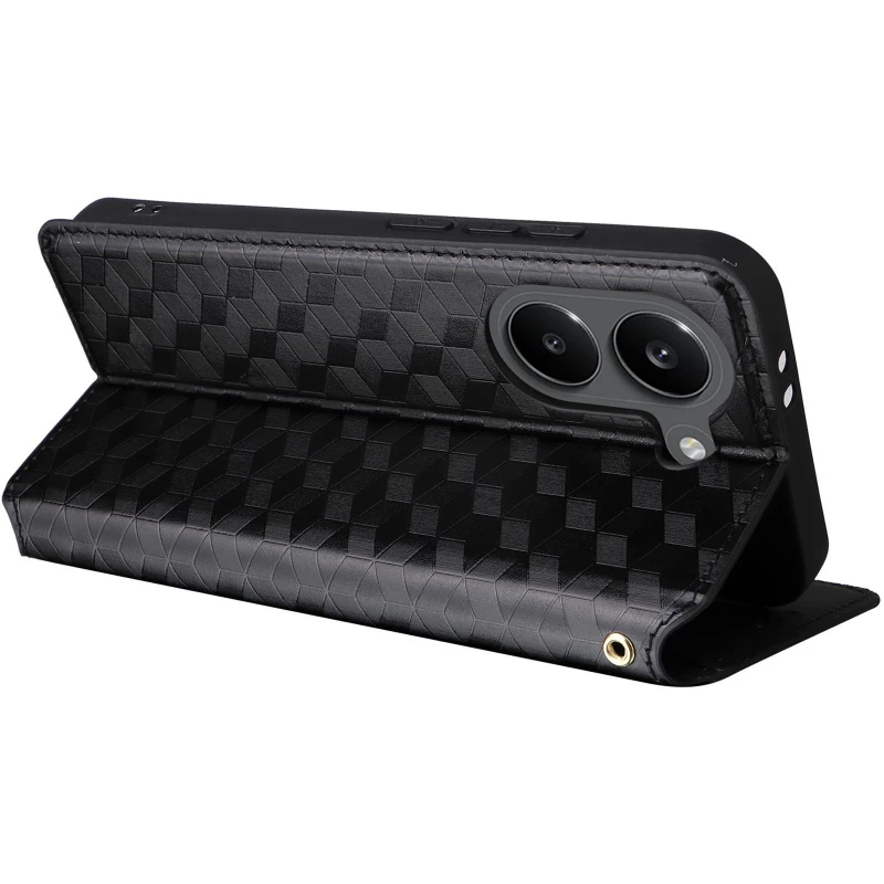 Кожаный чехол-книжка Rhombus Book для Xiaomi POCO X8 Pro – Black. Фото 7 из 7