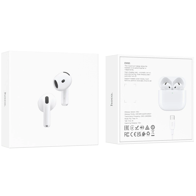 Бездротові TWS навушники Hoco EW95 – White. Фото 2 з 7