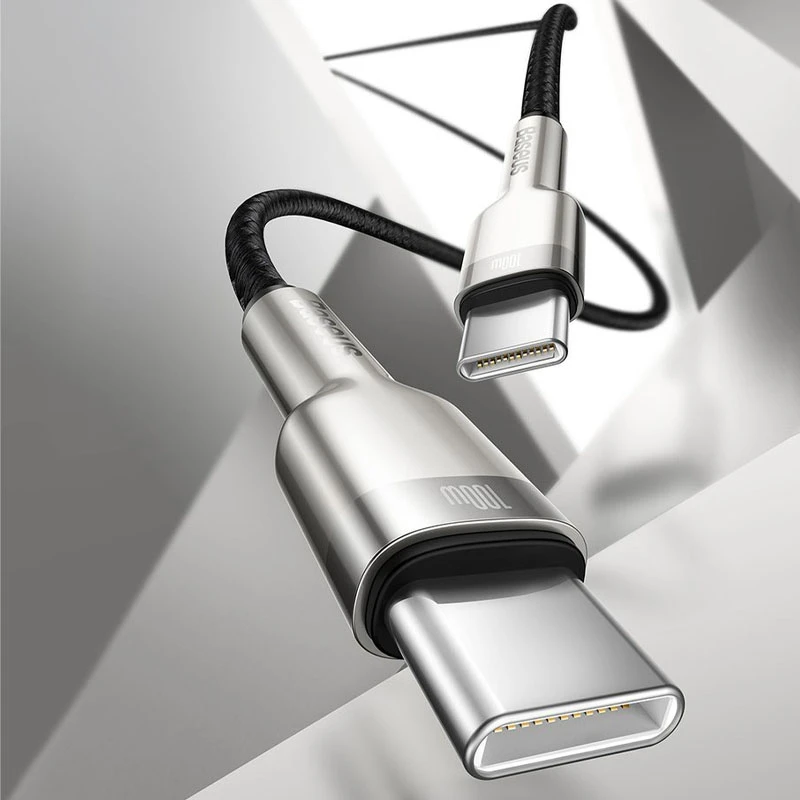 Дата кабель Baseus Cafule Series Metal Type-C to Type-C 100W (1m) – Чорний. Фото 5 з 6