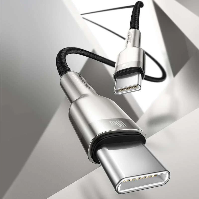 Дата кабель Baseus Cafule Series Metal Type-C to Type-C 100W (2m) – Чорний. Фото 5 з 6