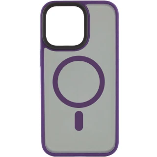 TPU+PC з металевими кнопками та MagSafe на Apple iPhone 16 Pro Max — Темно-фіолетовий / Dark Purple