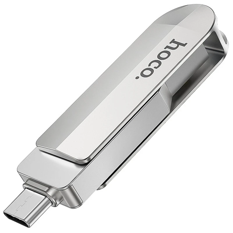 Флеш-накопитель Hoco UD10 Metal Flash 2in1 USB 3.0/Type-C - 64GB – Gray. Фото 3 из 4