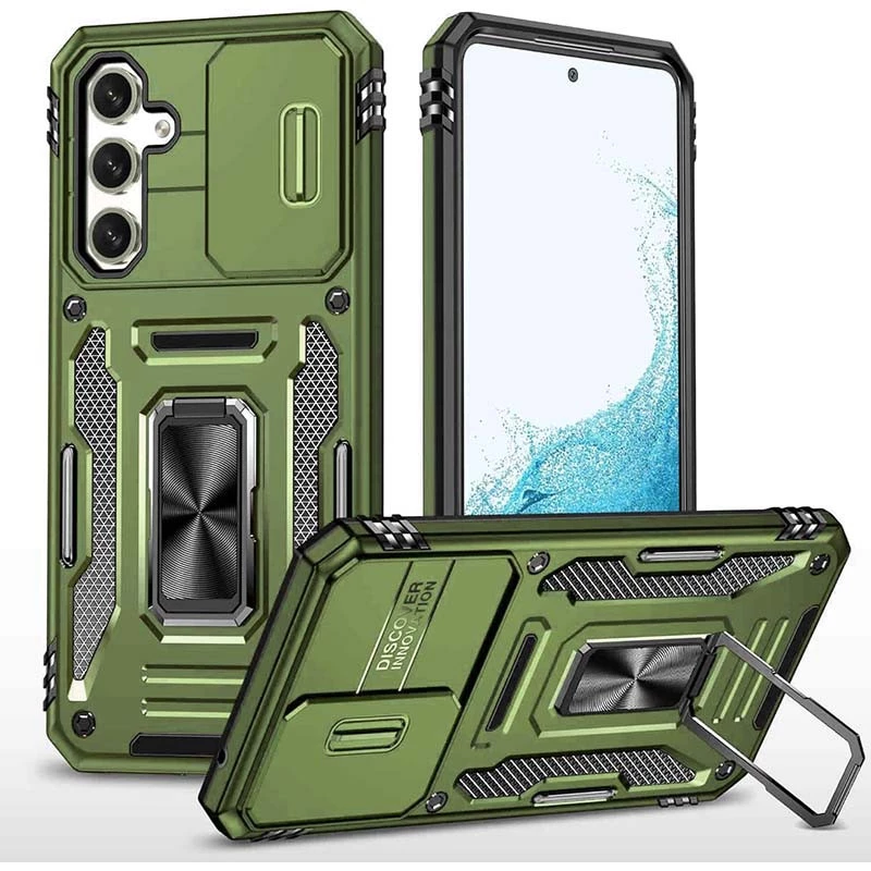 Ударостійкий чохол Square Ring зi шторкою на камеру на Samsung Galaxy A54 5G – Оливковий / Army Green. Фото 2 з 4