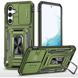 Ударостійкий чохол Square Ring зi шторкою на камеру на Samsung Galaxy A54 5G — Оливковий / Army Green