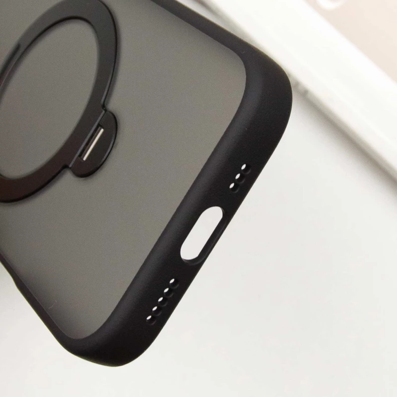 Кольоровий TPU+PC з металевими кнопками, кільцем та MagSafe на Apple iPhone 16 – Black. Фото 9 з 11