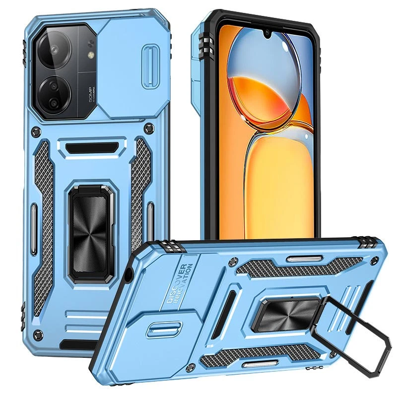 Ударостійкий чохол Square Ring зi шторкою на камеру на Xiaomi Redmi 15 4G (Global) / 5G – Блакитний / Light Blue. Фото 1 з 1