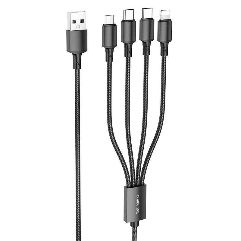 

Дата кабель Borofone BX72 USB to 3in1 (1m) (Чорний)