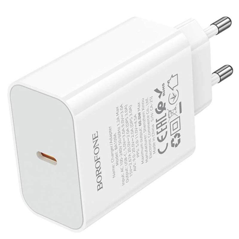 СЗУ Borofone BA109A Star PD40W (1USB-C) – White. Фото 3 из 4