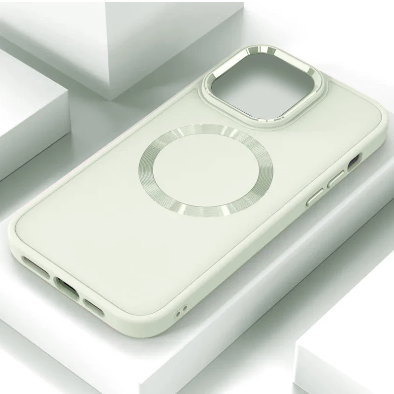 TPU чохол Bonbon з металевими кнопками та MagSafe на Apple iPhone 14 (6.1") – Білий / White. Фото 5 з 6