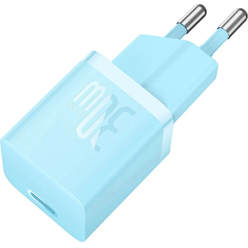 МЗП Baseus GaN5 Fast Charger (mini) 30W (1USB-C) + кабель Type-C to Type-C (P10110902) – Galaxy Blue. Фото 4 з 5