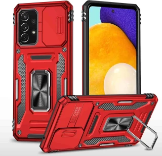 Ударостійкий чохол Square Ring зi шторкою на камеру на Samsung Galaxy A73 5G — Червоний / Red