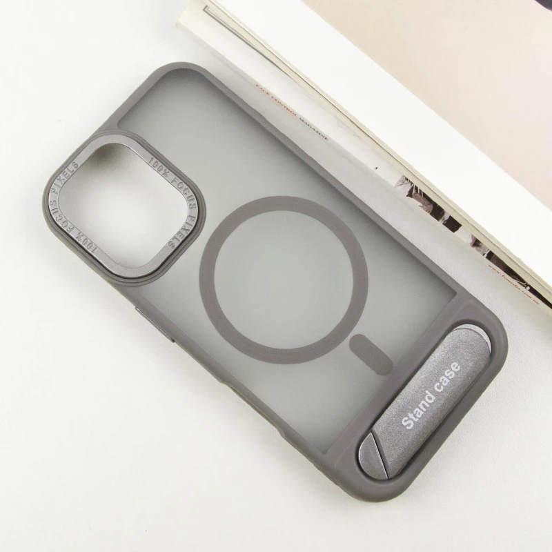 TPU+PC чохол Stand case для Apple iPhone 16 – Grey. Фото 4 з 7