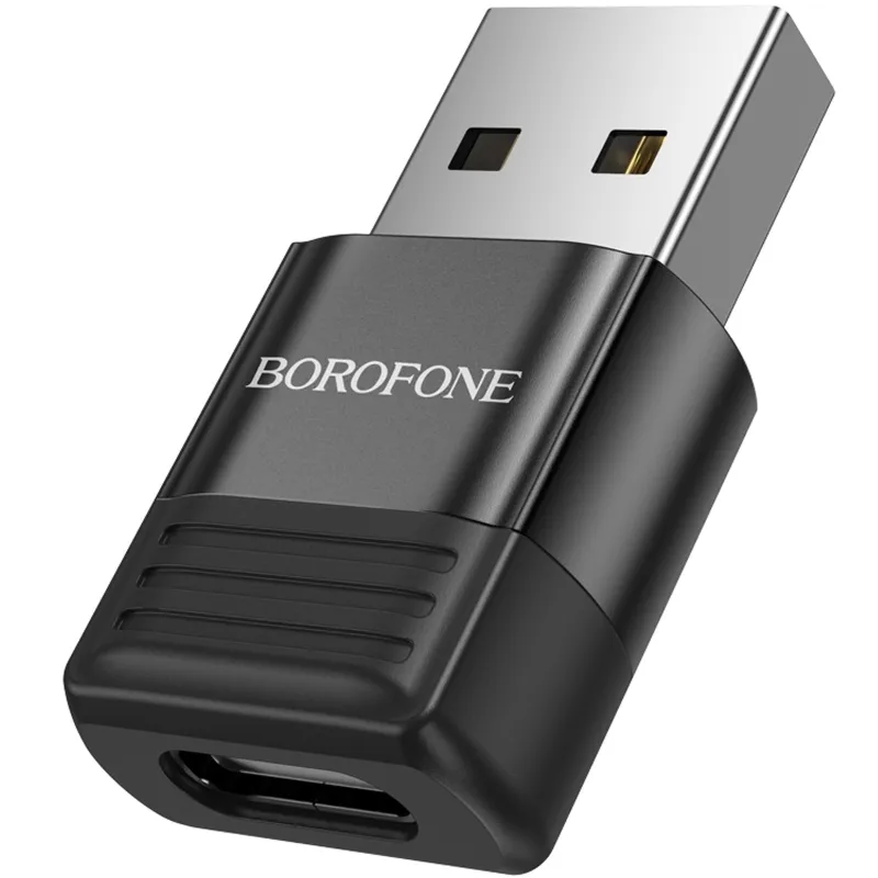 Перехідник Borofone BV18 USB male to Type-C female USB2.0 – Black. Фото 1 з 4