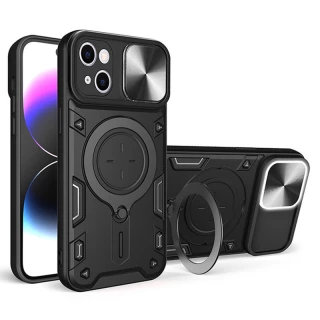 Ударопрочный чехол Bracket Ringstand с защитной шторкой для камеры для Apple iPhone 15 (6.1") фото 1 из 5