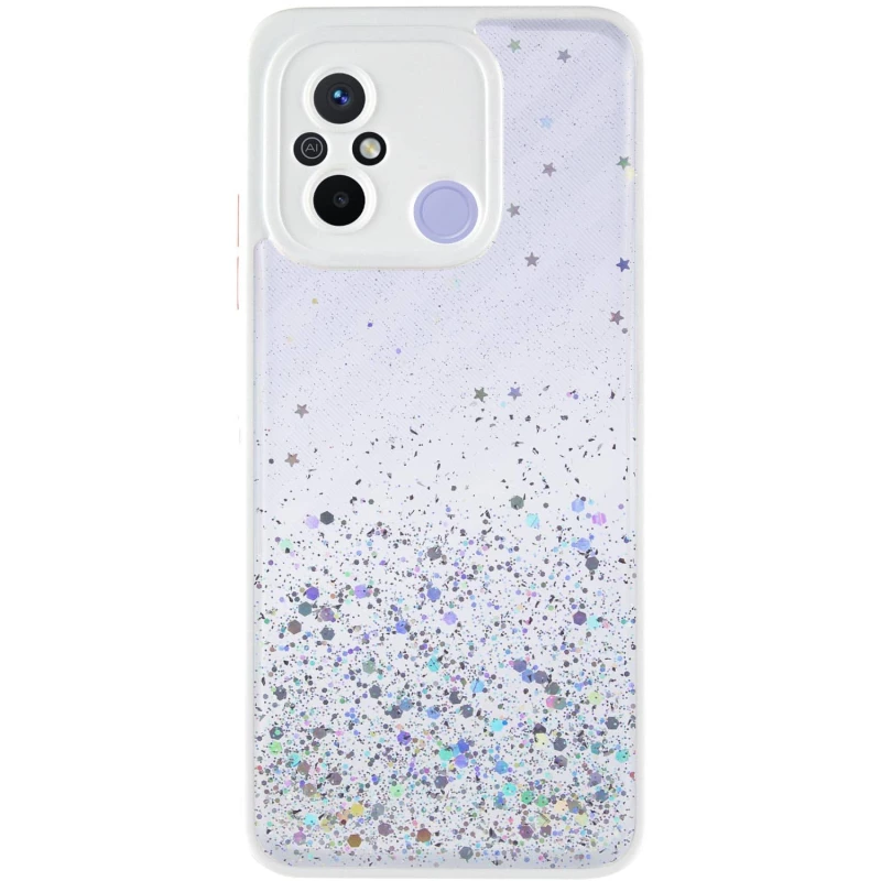 Чохол з блискітками та захистом камери на Xiaomi Redmi 12C / Poco C55 – Білий. Фото 1 з 7
