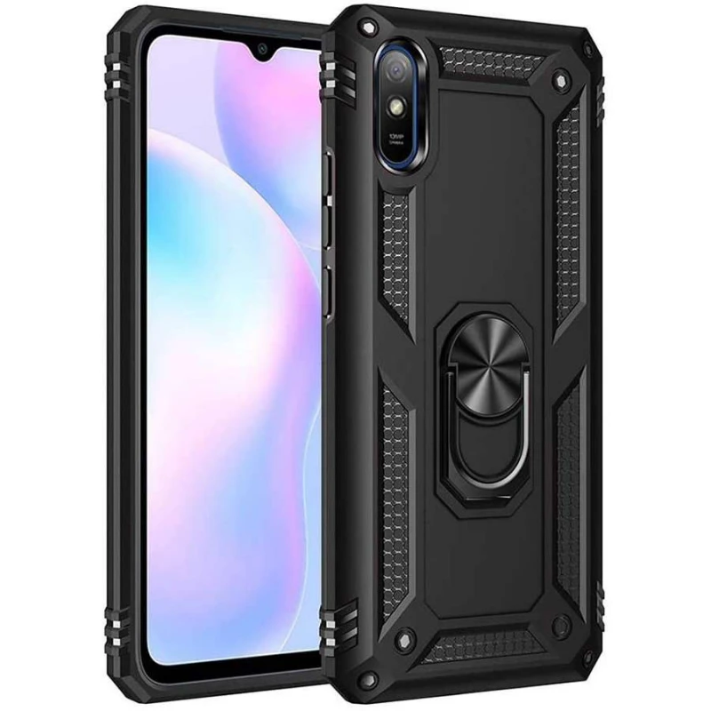 Протиударний чохол Serge Ring з кільцем на Xiaomi Redmi 9A – Чорний. Фото 7 з 7
