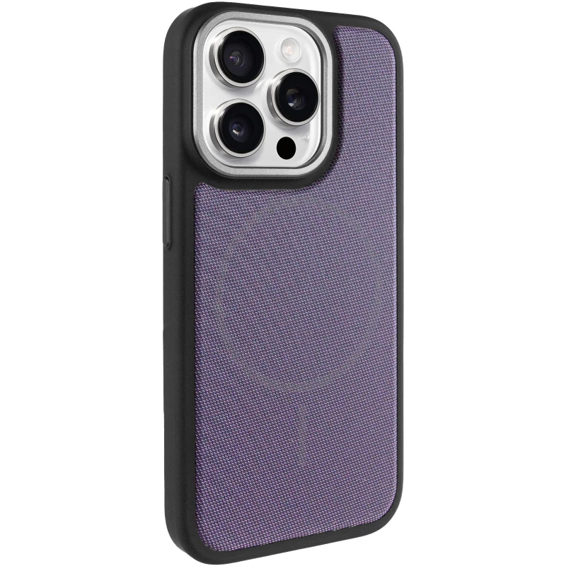 Чехол TPU TechWoven Hybrid with MagSafe для Apple iPhone 15 Pro (6.1") – Black / Purple. Фото 2 из 6