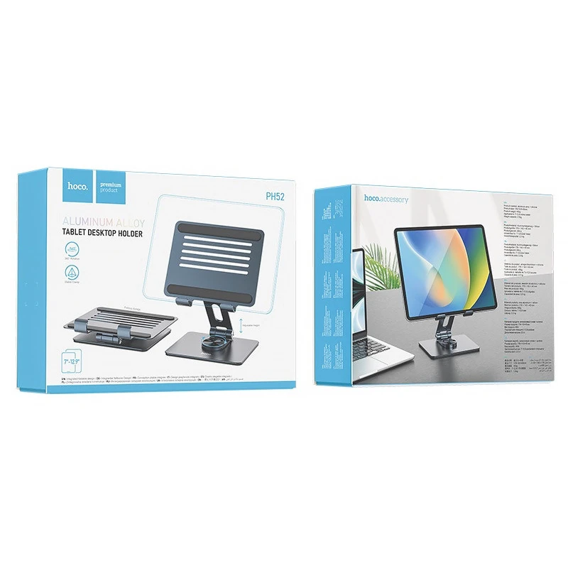 Подставка настольная Hoco PH52 Might metal rotating – Metal gray. Фото 2 из 6